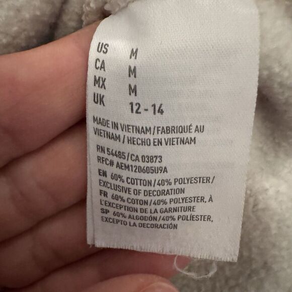 American Eagle Sweater Womens Medium Gray Sweatshirt Melt My Heart Logo Sequin M - Picture 5 of 7